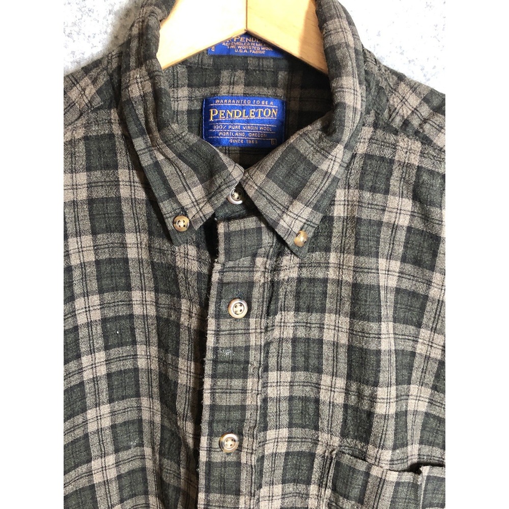 Pendleton Shirt Mens Large Brown Check Sir Pendleton 100% Virgin Wool Classic